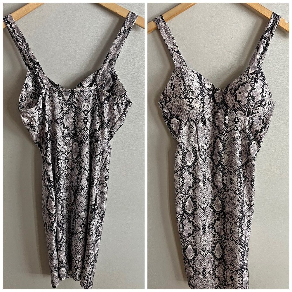 Haute Monde Snakeskin Bodycon Dress Bustier Stretch Midi Clubwear Size Large